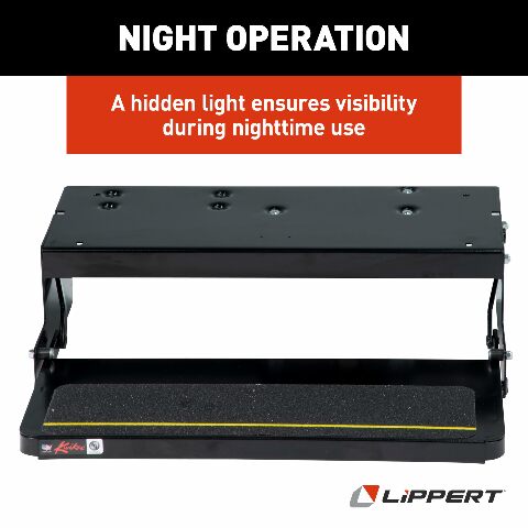 Kwikee 26 Series Electric Step Assembly, Logic Control Unit, Power Switch Kit Compatible with RV, Travel Trailers, Hidden Light, 8.5" Step Rise, Anti-Slip Surface, 12V DC Motor, Steel Construction - 3711363