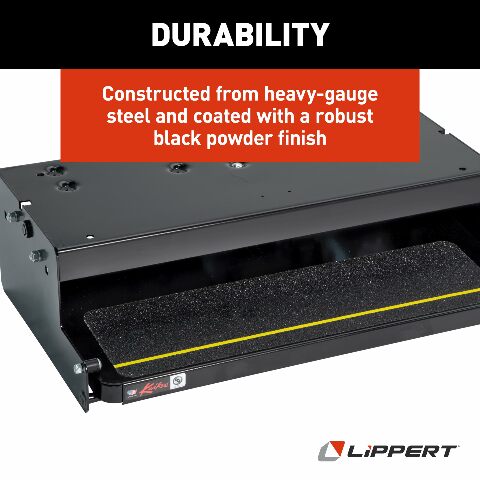 Kwikee 26 Series Electric Step Assembly, Logic Control Unit, Power Switch Kit Compatible with RV, Travel Trailers, Hidden Light, 8.5" Step Rise, Anti-Slip Surface, 12V DC Motor, Steel Construction - 3711363