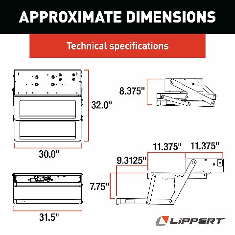 Kwikee 34 Series Electric Step Assembly, Logic Control Unit, Power Switch Kit Compatible with RV, Travel Trailers, Hidden Light, 8.5" Step Rise, Anti-Slip Surface, 12V DC Motor, Steel Construction - 3722862