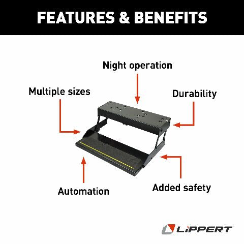 Kwikee 39 Series Electric Step Assembly, Logic Control Unit, Power Switch Kit Compatible with RV, Travel Trailers, Hidden Light, 8.5" Step Rise, Anti-Slip Surface, 12V DC Motor, Steel Construction - 3724742
