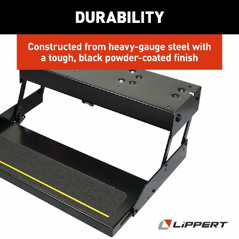 Kwikee 39 Series Electric Step Assembly, Logic Control Unit, Power Switch Kit Compatible with RV, Travel Trailers, Hidden Light, 8.5" Step Rise, Anti-Slip Surface, 12V DC Motor, Steel Construction - 3724742
