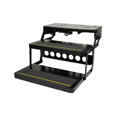 Kwikee Lippert Platinum Series Double Tread Electric RV Steps — Automatically Extending RV Travel Trailer Steps — Heavy-Gauge Steel — 24" Wide Treading — Non-Slip Surace — 12V Motor — 372558