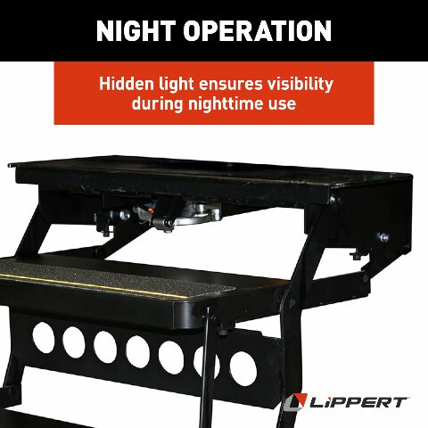 Kwikee Lippert Platinum Series Double Tread Electric RV Steps — Automatically Extending RV Travel Trailer Steps — Heavy-Gauge Steel — 24" Wide Treading — Non-Slip Surace — 12V Motor — 372558