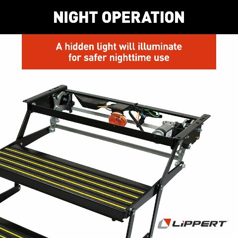 Kwikee Revolution Double Electric RV Steps Compatible with 5th Wheel RVs, Travel Trailers, Motorhomes, Hidden Light, Auto Extend and Retract, Anti-Slip Surface, 750 lb. Capacity, Steel Construction - 3725791