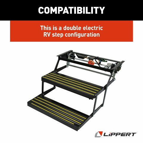 Kwikee Revolution Double Electric RV Steps Compatible with 5th Wheel RVs, Travel Trailers, Motorhomes, Hidden Light, Auto Extend and Retract, Anti-Slip Surface, 750 lb. Capacity, Steel Construction - 3725791