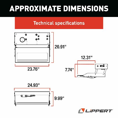 Kwikee 36 Series Single 12V Electric RV Step Assembly, 8.5" Rise, 300 lbs. Heavy-Gauge Steel, Obstruction Sensors, Hidden Light, Anti-Slip Steps, Travel Trailers, 5th Wheels, Campers - 903609025