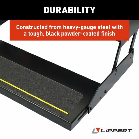 Kwikee 36 Series Single 12V Electric RV Step Assembly, 8.5" Rise, 300 lbs. Heavy-Gauge Steel, Obstruction Sensors, Hidden Light, Anti-Slip Steps, Travel Trailers, 5th Wheels, Campers - 903609025