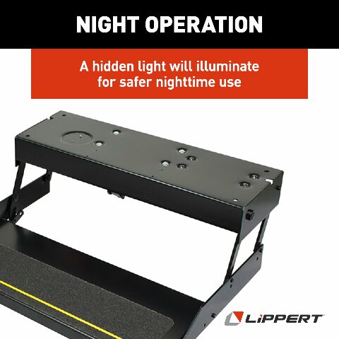 Kwikee 36 Series Single 12V Electric RV Step Assembly, 8.5" Rise, 300 lbs. Heavy-Gauge Steel, Obstruction Sensors, Hidden Light, Anti-Slip Steps, Travel Trailers, 5th Wheels, Campers - 903609025