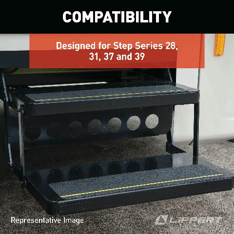 Kwikee Replacement Electric RV Step Gear Box Linkage Assembly with B Compatible with Step Series 28, 31, 37 and 39, Cast Housing, 8.25" x 3.36" x 4.25" - 1101426