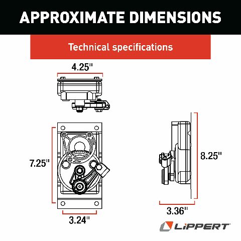 Kwikee Replacement Electric RV Step Gear Box Linkage Assembly with B Compatible with Step Series 28, 31, 37 and 39, Cast Housing, 8.25" x 3.36" x 4.25" - 1101426