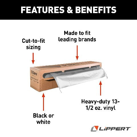 Solera Universal Slide-Topper Replacement Cut-to-Compatible with Fabric Compatible with 5th Wheel RVs, Travel Trailers, Motorhomes, 50' x 48" roll, White - 432252