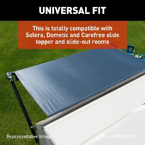 Solera Universal Slide-Topper Replacement Cut-to-Compatible with Fabric Compatible with 5th Wheel RVs, Travel Trailers, Motorhomes, 50' x 48" roll, White - 432252