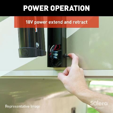 Solera 18V RV Awning Arms & Hardware Kit - 69" Black — Rechargeable - Universal Compatible with Easy Pitch Adjustment - Waterproof Switch - Time-Saving Operation - Includes 110V Charging Kit — 434729