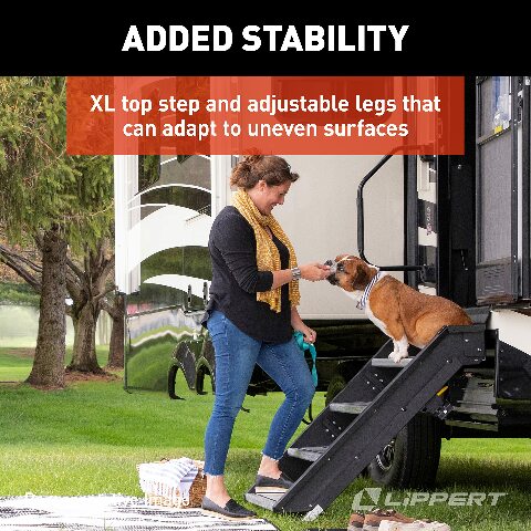 Lippert-733932 Solid Step Double Step Compatible with RV and Travel Trailer Entry Doorway , Black, 30-inch