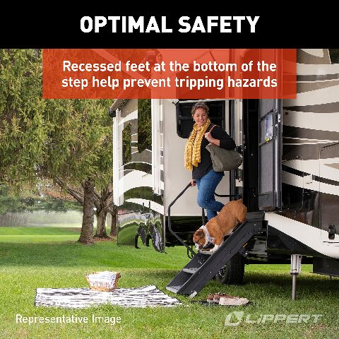 Lippert-733932 Solid Step Double Step Compatible with RV and Travel Trailer Entry Doorway , Black, 30-inch