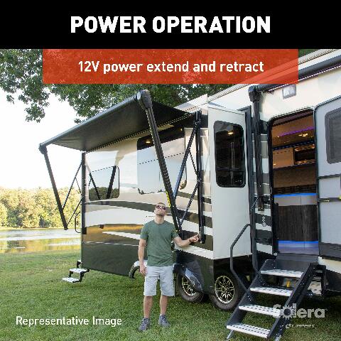 Solera 12V Smart Arm Awning Hardware Kit Compatible with 5th Wheel RVs and Travel Trailers - Standard - White