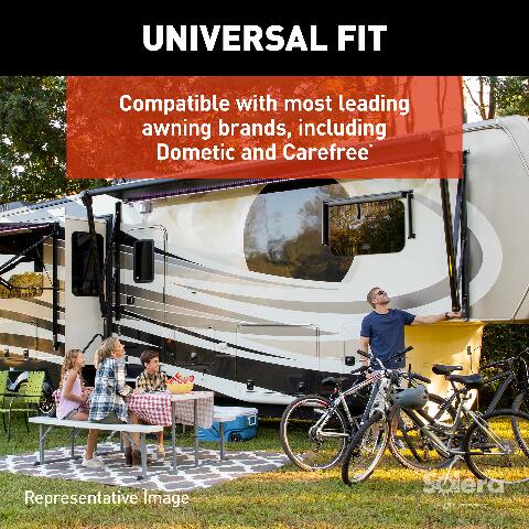 Solera 12V Smart Arm Awning Hardware Kit Compatible with 5th Wheel RVs and Travel Trailers - Standard - White
