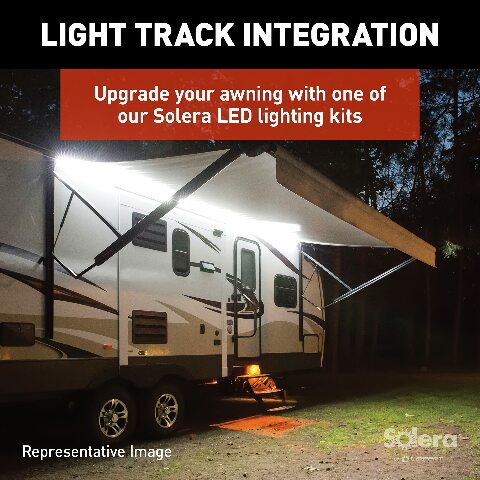 Solera Universal Compatible with Heavy-Duty Vinyl RV Patio Awning Replacement Fabric Solid Black 16' Awning (15'4" Fabric)