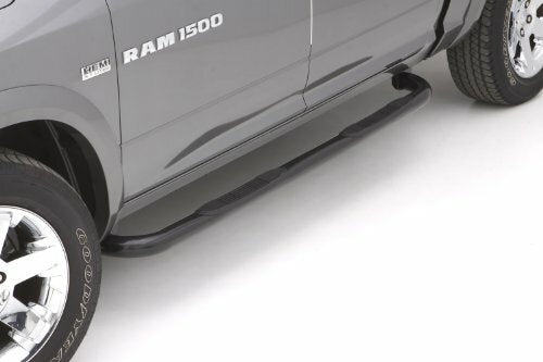 Lund 23072754 Black Steel 3" Round Bent Nerf Bars Compatible with Dodge Ram 1500, Ram 2500/3500 Quad Cab 1994-2002