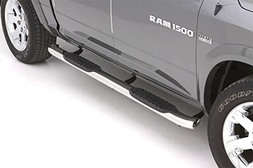 Lund 23785007 Polished Stainless Steel 5" Oval Curved Nerf Bars Compatible with Dodge Ram 1500, Ram 2500/3500 Crew Cab,Silver,Large 2010-2018