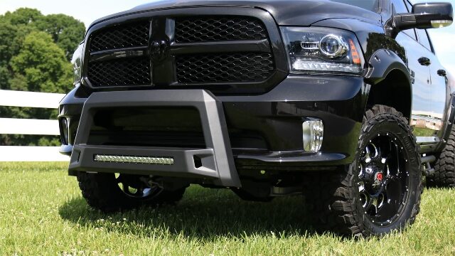 Lund 86521204 Revolution Bull Bar with Integrated LED Light Bar, Black Steel Compatible with Dodge Ram 1500 (Excludes Rebel); Ram 1500 Classic 2019