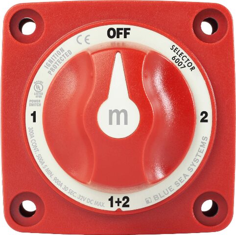 Blue Sea Systems 6007 m-Series Battery Switch Selector 4 Position, Red
