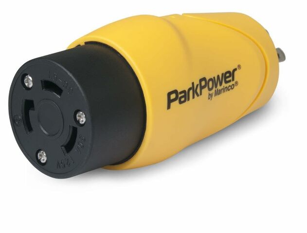 Marinco ParkPower S15-30RV 15 Amp, 125V Straight-Blade Male Plug to 30 Amp, 125V Locking Female Side One-piece Twist-Lock Adapter