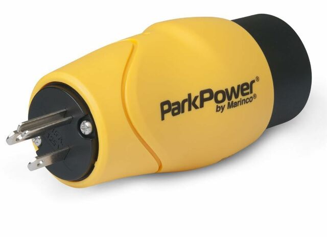 Marinco ParkPower S15-30RV 15 Amp, 125V Straight-Blade Male Plug to 30 Amp, 125V Locking Female Side One-piece Twist-Lock Adapter