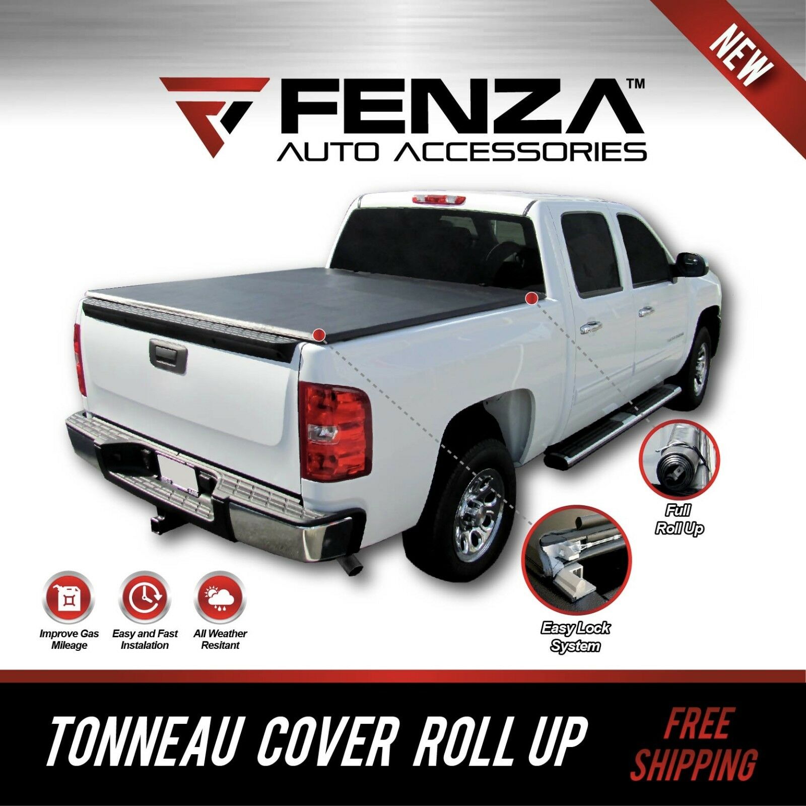 Soft Roll Up Tonneau Cover Fit 12-21 Ford Ranger (Double Cab, Export Model)