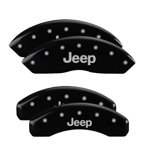 Set of 4 caliper covers,engraved front and rearJeep,blk powder coat,silver char