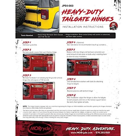 MOR/RYDE JP54003 HEAVY DUTY HINGE-JK MODEL