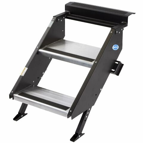 MORryde STP-202 StepAbove Fold-Up RV Entry Step - 2-Step (9" Step Rise), Compatible with 26" to 28" Door Width