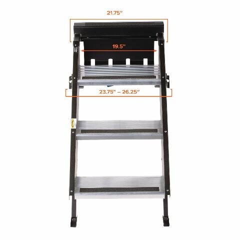 MORryde STP-207 StepAbove Fold-Up RV Entry Step - 3-Step (9" Step Rise), Compatible with 26" to 28" Door Width