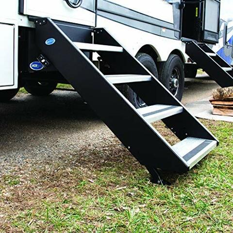 MORryde STP-207 StepAbove Fold-Up RV Entry Step - 3-Step (9" Step Rise), Compatible with 26" to 28" Door Width