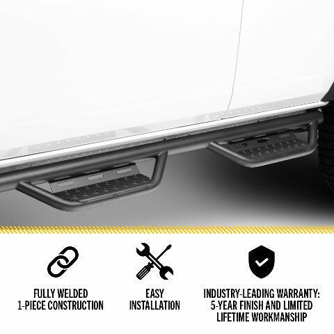 RealTruck Nerf RS Steps Compatible with Silverado/Sierra | Cab Length, Steel, Textured Black | 18012 | Compatible with Chevrolet Silverado/GMC Sierra 1500, 2020-2021 2500/3500 Crew Cab 2019-2024