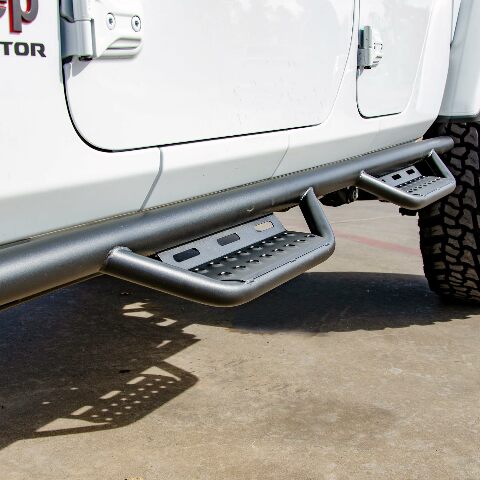 RealTruck Nerf RS Steps for Silverado/Sierra | Cab Length, Steel, Textured Black | 114417512 | Fits 2014-2019 Chevrolet Silverado/GMC Sierra 1500 (Classic Model Only) Crew Cab, SRW Gas