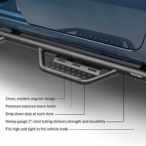 RealTruck Nerf RS Steps Compatible with Toyota 4Runner | Wheel-to-Wheel, Steel, Textured Black | 710416412 | Compatible with Toyota 4Runner (Doesn't Compatible with Limited and 2010-2013 SR5 Models) 4 Door SUV 2010-2019