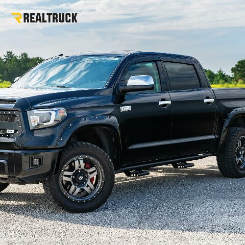 RealTruck RKR Step System Compatible with Silverado/Sierra | Cab Length, Tubular Steel, Textured Black | C144RKRCCS4 | Compatible with Chevrolet Silverado/GMC Sierra 1500 Classic Model Crew Cab, SRW Gas. 2014-2019