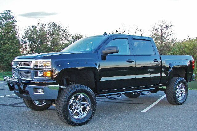 RealTruck Nerf Steps Compatible with Silverado/Sierra | Cab Length, Heavy Duty Steel, Gloss Back | C1473QC | Compatible with Chevrolet Silverado/GMC Sierra 1500 (Classic Model Only) Double Cab, SRW Gas. 2014-2019