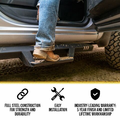 RealTruck EpYx Steps Compatible with Silverado/Sierra | Cab Length, Steel, Textured Black | EXC17CC-TX | Compatible with Chevrolet Silverado/GMC Sierra 2500/3500 2500/3500 Classic Model & Others 2017-2019