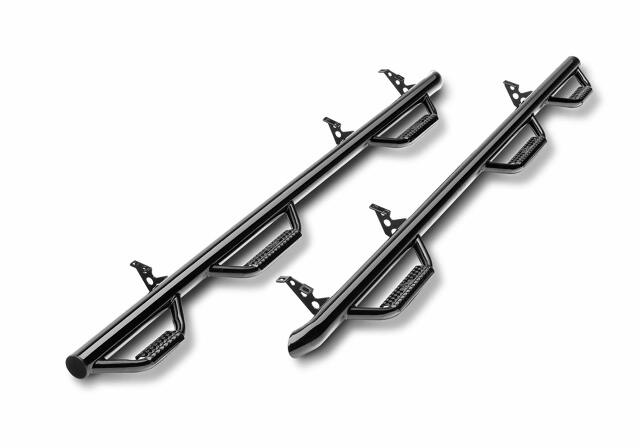 RealTruck Nerf Steps Compatible with Ford F-250/F-350 | Wheel-to-Wheel w/ Bed Access, Heavy Duty Steel, Gloss Back | F99100QC-6 | Compatible with Ford F-250/F-350 SuperCab 8' Long Bed, SRW/DRW Gas/Diesel. 1999-2016