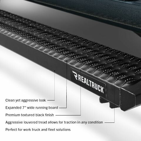 RealTruck Growler Steps Compatible with Silverado/Sierra | Cab Length, Rust-Proof Aluminum, Textured Black | GFC07CC-TX | Compatible with Chevrolet Silverado/GMC Sierra 1500 Classic Model Crew Cab & Others 2007-2019