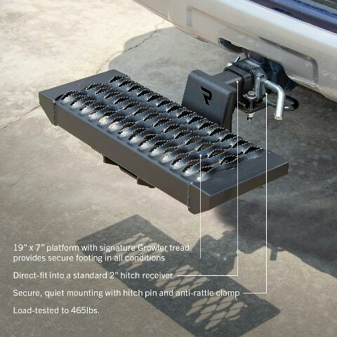 RealTruck Growler Hitch Step | Aluminum, 19" Long x 7" Wide, Textured Black | GHS2018-TX | Universal w/Standard 2" Hitch Receiver