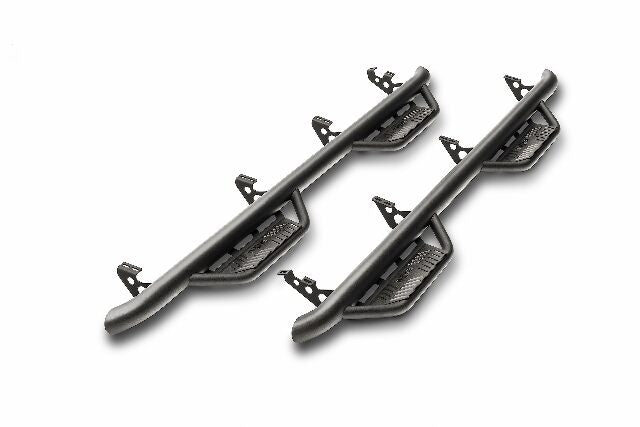 RealTruck Podium LG Steps Compatible with Silverado/Sierra | Cab Length, Stainless Steel, Textured Black | HPC1473QC-TX | Compatible with Chevrolet Silverado/GMC Sierra 1500 Classic Model Double Cab. 2014-2019