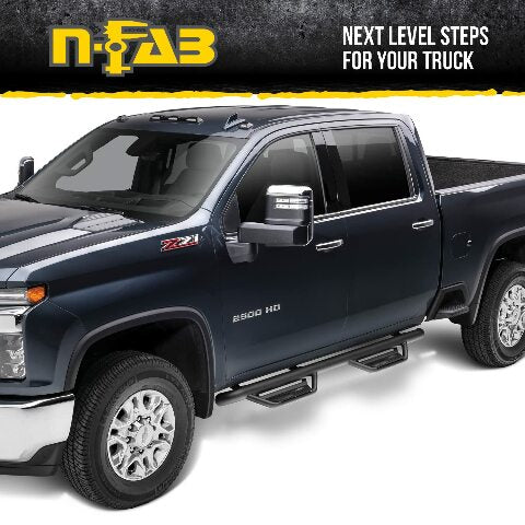 RealTruck Podium LG Steps Compatible with Silverado/Sierra | Cab Length, Stainless Steel, Textured Black | HPC1473QC-TX | Compatible with Chevrolet Silverado/GMC Sierra 1500 Classic Model Double Cab. 2014-2019