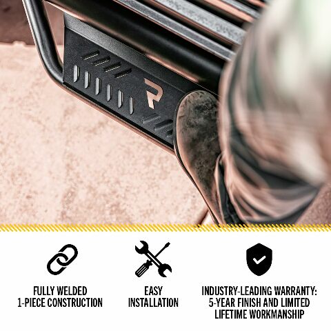 RealTruck Podium LG Steps Compatible with Colorado/Canyon | Cab Length, Stainless Steel, Textured Black | HPG1583CC-TX | Compatible with GMC/Chevrolet Canyon/Colorado Crew Cab, SRW Gas/Diesel 2015-2022