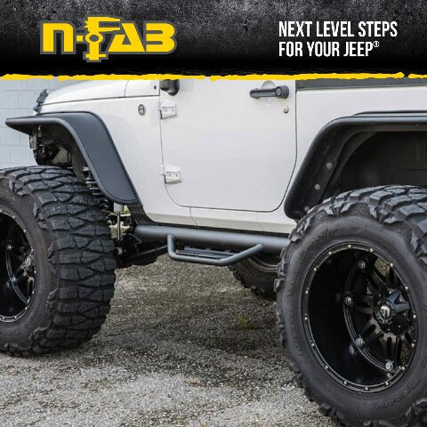 RealTruck Podium SS Steps Compatible with Jeep Wrangler JKU | Wheel-to-Wheel, Stainless Steel, Polished | HPJ0764-SS | Compatible with Jeep Wrangler JKU, 4 Door All, SRW Gas. 2007-2018