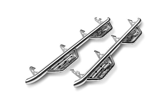 RealTruck Podium SS Steps Compatible with Jeep Wrangler JKU | Wheel-to-Wheel, Stainless Steel, Polished | HPJ0764-SS | Compatible with Jeep Wrangler JKU, 4 Door All, SRW Gas. 2007-2018