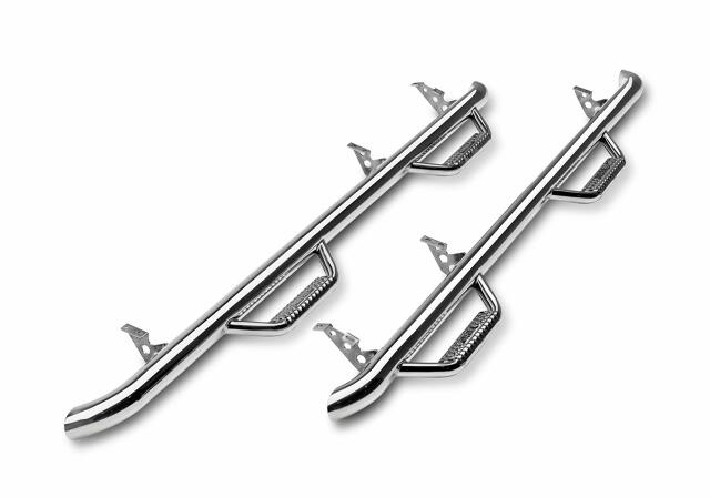N-FAB J0764-SS Polished Stainless Steel Nerf Steps; Wheel 2 Wheel Jeep Wrangler JK 4 Door all 07-18