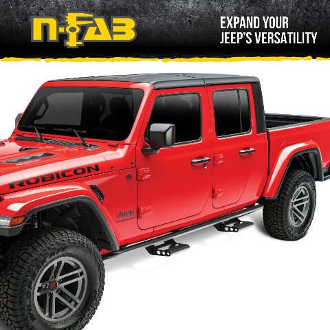 RealTruck RKR Step System Compatible with Jeep Wrangler JLU | Cab Length, Tubular Steel, Textured Black | J184RKRS4 | Compatible with Jeep Wrangler JLU 4-Door, SRW Gas 2018-2024